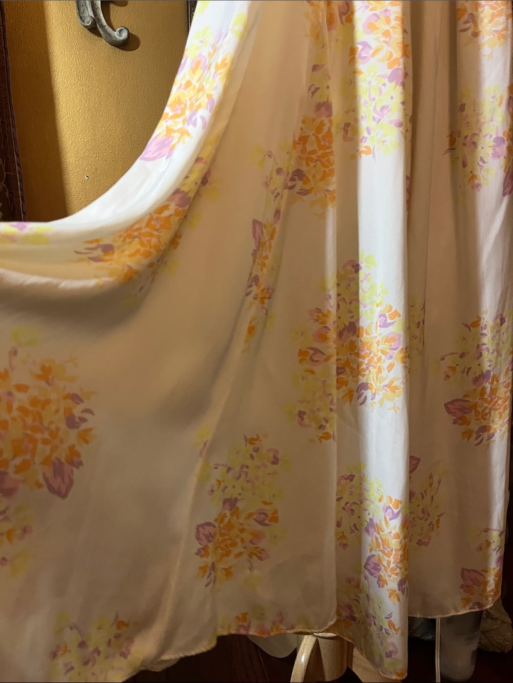 Free People Laura Yellow Maxi Dress w/lavender,orange & Pink Floral Print size L - Picture 13 of 17